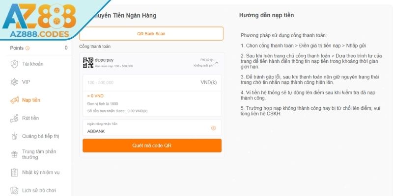 Nạp Rút Tiền az888 2 Thao tác chuyển khoản nhanh chóng